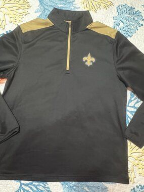 NFL New Orleans Saints 1/4 Zip Long Sleeve Unisex Pullover Black & Gold